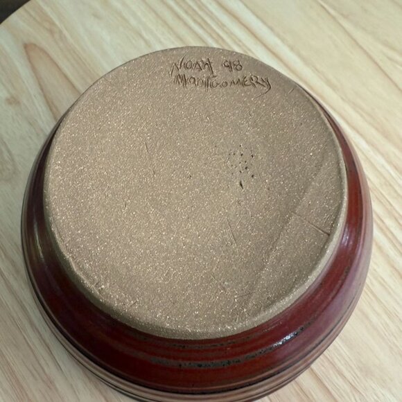 Vintage 98 Noah Montgomery Stoneware Bowl Brown Redish Studio Pottery EUC - Picture 6 of 10